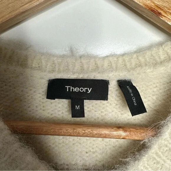 THEORY Striped Alpaca Wool V-Neck Sweater Size Medium - Picture 7 of 11